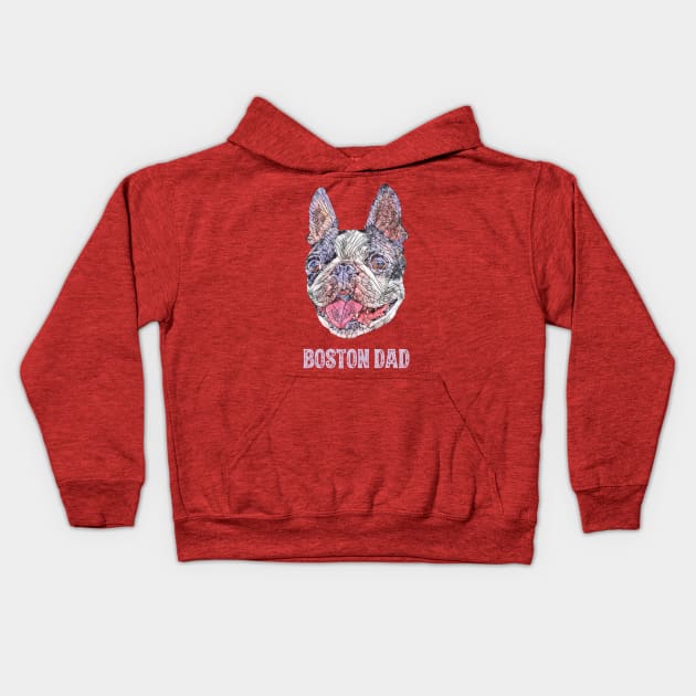 Boston Dad Boston Terrier Kids Hoodie by DoggyStyles